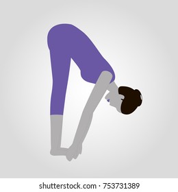 padahastasana yoga pose isolated flat vector icon