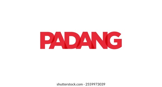 Padang in the Indonesia emblem. The design features a geometric style, vector illustration with bold typography in a modern font. The graphic slogan lettering.