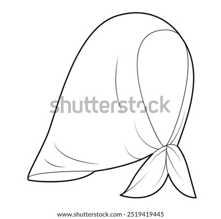 Padded Headscarf Hat with tie knot. Head Fashion accessory cap clothing technical illustration. Vector headgear for Men, women, unisex style, flat template CAD mockup sketch outline isolated
