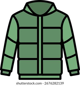 Ilustración acolchada del icono del Vector de la chaqueta