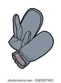 Padded mittens vector mockup template technical flat design.