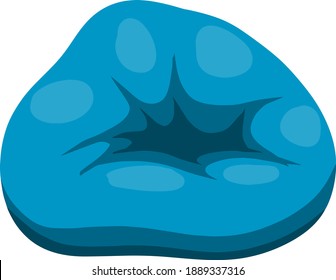 Padded stool. Soft armchair. Blue bag for the seat. An element of modern interior and furniture. Cartoon flat illustration