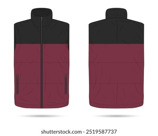 Padded vest mockup front and back view