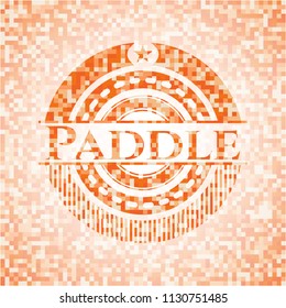 Paddle abstract emblem, orange mosaic background