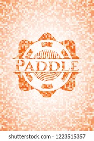 Paddle abstract orange mosaic emblem with background