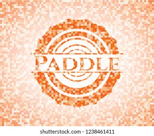 Paddle abstract orange mosaic emblem with background