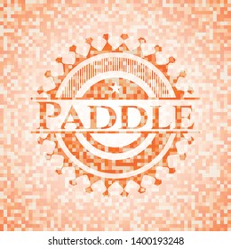 Paddle abstract orange mosaic emblem with background