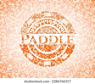 Paddle abstract orange mosaic emblem with background 