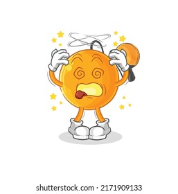 la mascota de la cabeza mareada de la bola de palillo. vector de dibujos animados