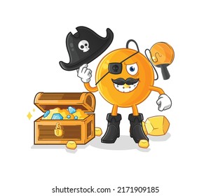 the paddle ball pirate with treasure mascot. cartoon vector
