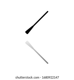 Paddle. Black symbol on white background. Simple illustration. Flat Vector Icon. Mirror Reflection Shadow. Can be used in logo, web, mobile and UI UX project