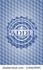 Paddle blue emblem or badge with abstract geometric polygonal pattern background.