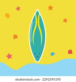 Paddle Board Beach Accessories Summer Vector