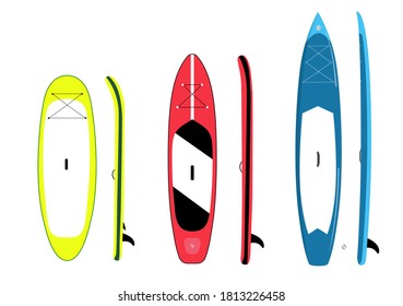 Paddle board set of shapes isolated illustration.