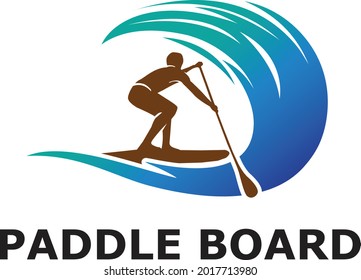 Paddle board silhouette logo vector illustrations