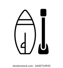 Paddle Board Vector for Summer Water Sports and Fun. Stand-up paddle illustration, lake activity concept, outdoor adventure
