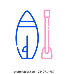 Paddle Board Vector for Summer Water Sports and Fun. Stand-up paddle illustration, lake activity concept, outdoor adventure