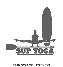 Paddle board yoga meditation. Healthy lifestyle concept