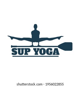 Paddle board yoga meditation. Healthy lifestyle concept