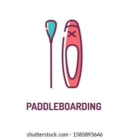 Paddle boarding color line icon. Most popular watersport in the world. Pictogram for web page, mobile app, promo. UI UX GUI design element. Editable stroke