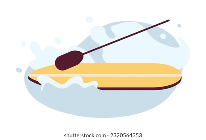 Paddle boarding lake semi flat colour vector object. Paddleboarding river. Sup board. Surfboard. Editable cartoon clip art icon on white background. Simple spot illustration for web graphic design