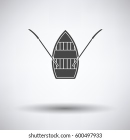 Paddle boat icon on gray background, round shadow. Vector illustration.