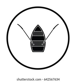 Paddle boat icon. Thin circle design. Vector illustration.