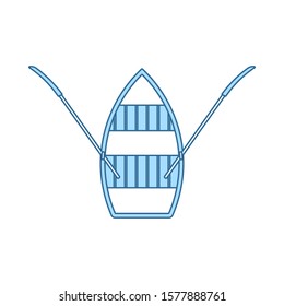 Paddle Boat Icon. Thin Line With Blue Fill Design. Vector Illustration.