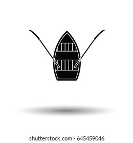 Paddle boat icon. White background with shadow design. Vector illustration.