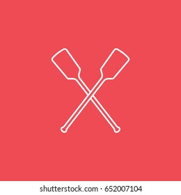 Paddle For Boat Line Icon On Red Background