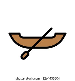 Paddle boat vector, Watercraft filled design icon editable outline