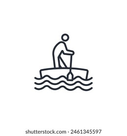 paddle canoe icon. vector.Editable stroke.linear style sign for use web design,logo.Symbol illustration.