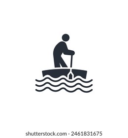 paddle canoe icon. vector.Editable stroke.linear style sign for use web design,logo.Symbol illustration.