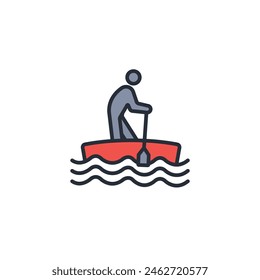 paddle canoe icon. vector.Editable stroke.linear style sign for use web design,logo.Symbol illustration.