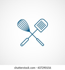 Paddle For Cooking Blue Line Icon On White Background