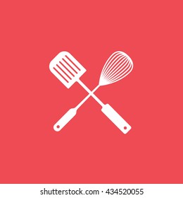 Paddle For Cooking Flat Icon On Red Background