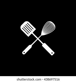 Paddle For Cooking Flat Icon On Black Background