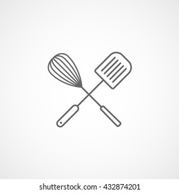 Paddle For Cooking Line Icon On White Background