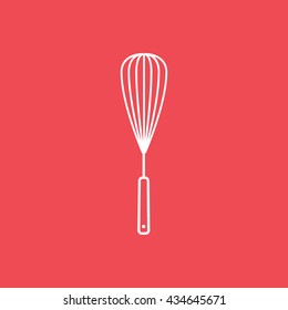 Paddle For Cooking Line Icon On Red Background