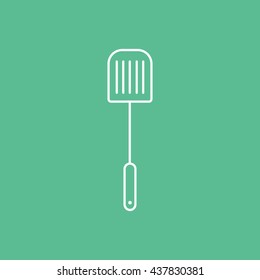 Paddle For Cooking Line Icon On Green Background