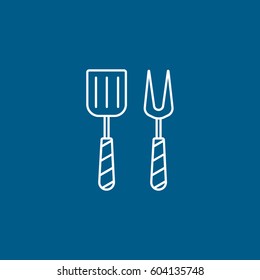 Paddle For Cooking Line Icon On Blue Background