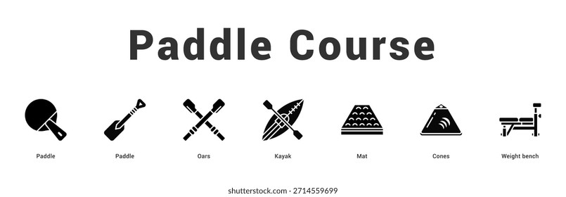 Paddle Course Ilustração moderna e limpa do banner da web com ícones temáticos para comunicação visual
