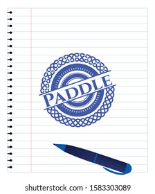 Paddle draw (pen strokes). Blue ink. Vector Illustration. Detailed.