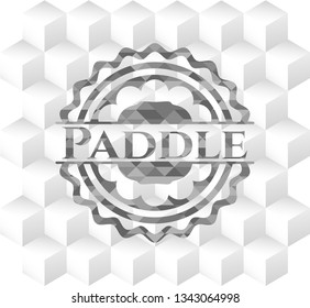 Paddle grey emblem with geometric cube white background