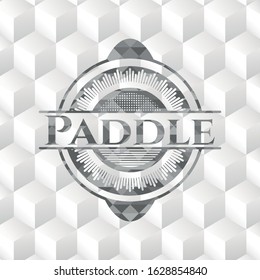Paddle grey emblem. Vintage with geometric cube white background