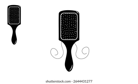 Deangler de cabelo da pá, Silhueta isolada preta
