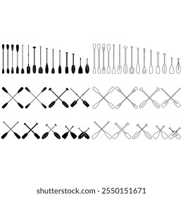 Paddel-Symbol, Vektorsatz. Sammlung von Ruderillustrationszeichen. Rudersymbol oder -logo.