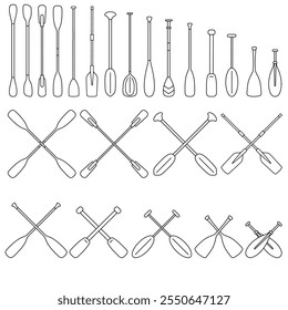 Paddel-Symbol, Vektorsatz. Sammlung von Ruderillustrationszeichen. Rudersymbol oder -logo.