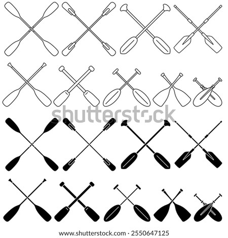 Paddle icon vector set. Oar illustration sign collection. Rowing symbol or logo.