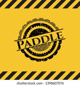 Paddle inside warning sign, black grunge emblem. Vector Illustration. Detailed.